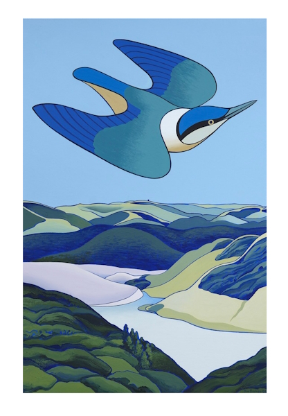 <p>Headlining the Important &amp; Rare Art auction is Don Binney&rsquo;s iconic &lsquo;Swoop of the Kotare&rsquo; (Lot 50).&nbsp;With the visual intensity and hyper-clarity of a dream, &lsquo;Swoop of the Kotare&rsquo; is a powerful amalgam of two important subjects from earlier in the artist&rsquo;s career: the bird in flight and Lake Wainamu, a short distance inland from the beach at Te Henga, where he maintained a studio for nearly two decades.</p>
